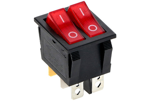 Ключ 2x15А 250V - 6 контакта светещ  22X30mm